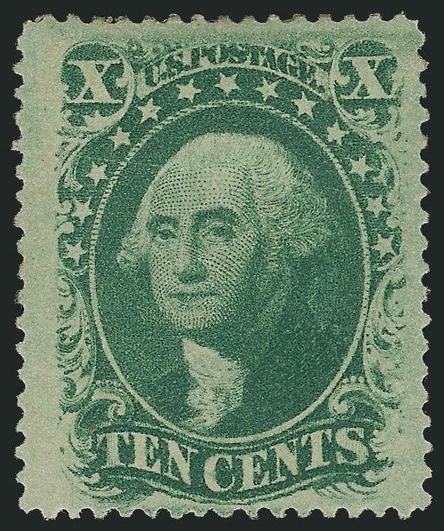 10c Green, Ty. V (35).> Original gum, h.r., bright color, wide margins, Very Fine and choice, with 2004 P.F. certificate