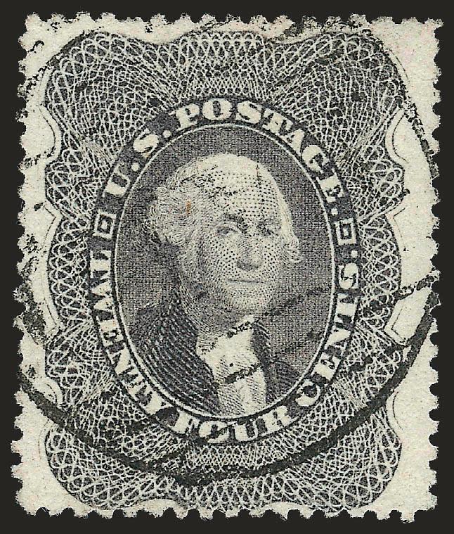 24c Gray Lilac (37).> Rich color and detailed impression, unobtrusive strike of large Boston Paid grid, well-balanced margins, Very Fine and choice, with 1991 P.F. certificate
