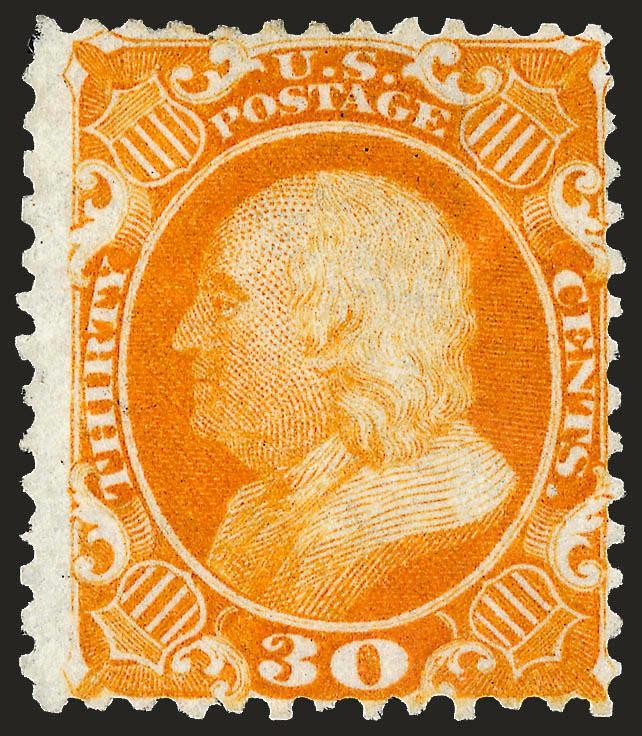 30c Yellow Orange, Reprint (46).> Without gum as issued, vibrant color, fresh and Fine, only 480 sold, with 1973 A.P.S. certificate
