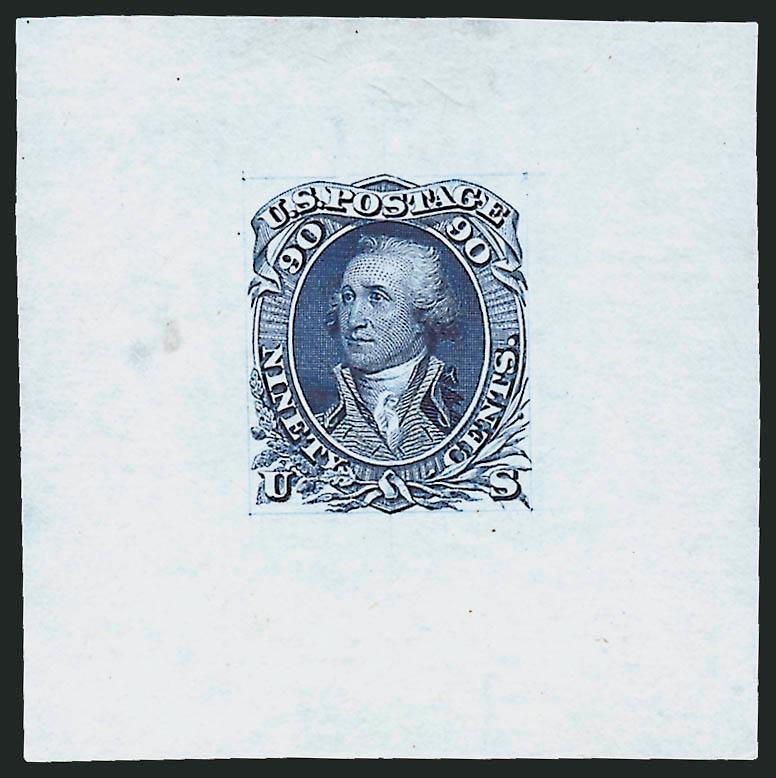 90c Blue, Die Essay on India (72-E6).> 54 x 54mm, intense shade, few small thin spots, Very Fine example of this attractive essay
