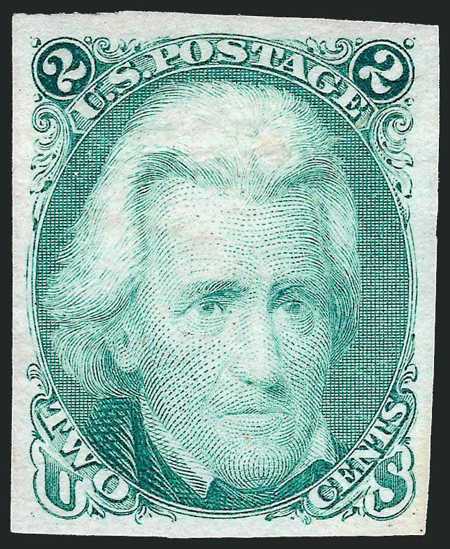 2c 1861-66 Designs, Trial Color Plate Proofs (73TC).> Nine items, incl. block of four on onionskin paper, 73aP3, seven trial colors on India in different colors, large margins, few trivial imperfections as
normally associated with this fragile paper,