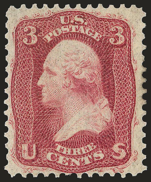 3c Brown Rose, First Design (56).> Original gum, barely hinged (appears Mint N.H.), deep rich color, fresh and Fine, with 1991 P.F. certificate