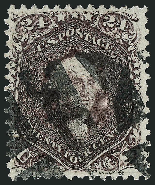 24c Red Lilac (70).> Deep rich color and proof-like impression on bright paper, bold strike of cork cancel, Very Fine, a beautiful stamp, with 2000 P.F. certificate