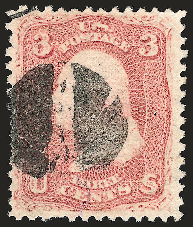 3c Rose, D. Grill (85).> Brilliant color on crisp paper, bold cork cancel, few short perfs not mentioned on accompanying certificate, otherwise Fine, with 1995 P.F. certificate
