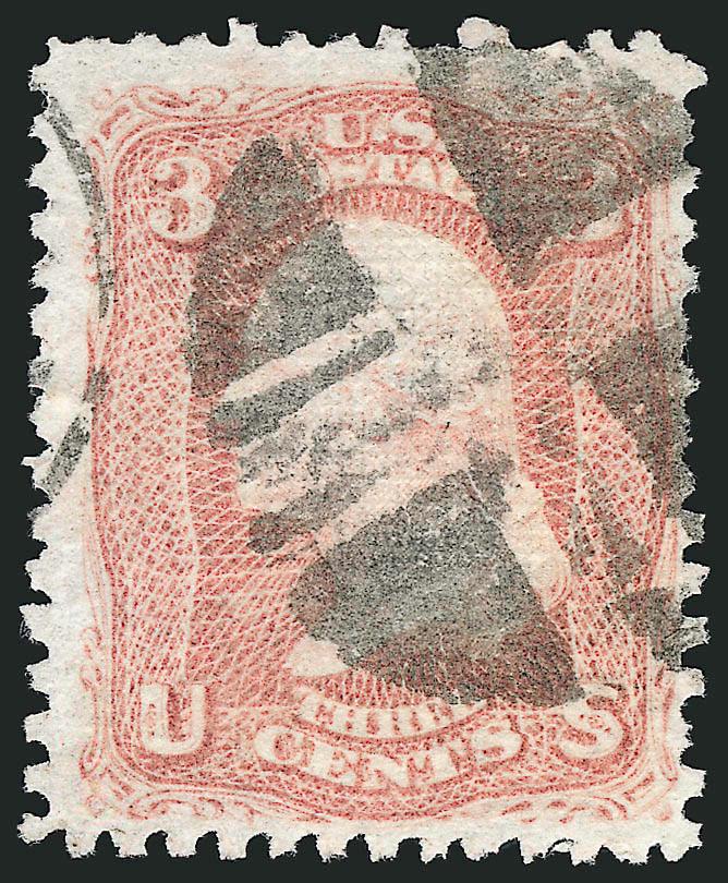 3c Rose, D. Grill (85).> Radiant color, clearly-defined grill, bold strike of large quartered cork cancel, few irregular perfs as often found on this issue, Fine, ex Lyons, with 1988 P.F. certificate