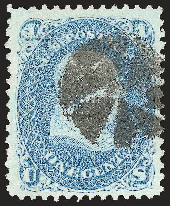 1c Blue, E. Grill (86).> Bright shade and crisp impression, clear grill, segmented cork cancel, Very Fine and choice, with 2002 P.F. certificate