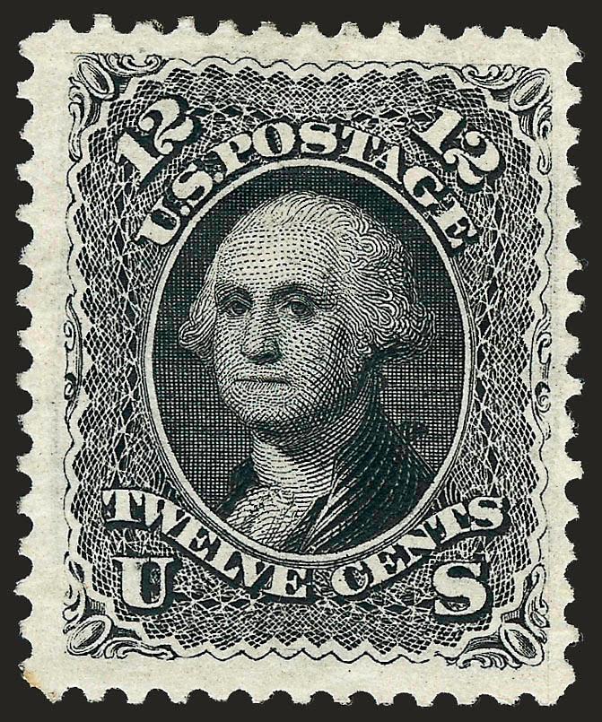 12c Black, Re-Issue (107).> Original gum, sharp proof-like impression, unusually wide margins<><>^VERY FINE AND CHOICE. A BEAUTIFUL ORIGINAL-GUM EXAMPLE OFTHE 12-CENT 1861 RE- ISSUE.^<><>Only 389 sold. With 1988
P.F. certificate