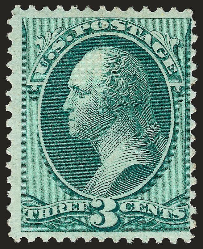 3c Green, Grill (136).> I. Grill, original gum, h.r., clearly-defined grill, bright shade, Very Fine, with 1997 P.S.E. certificate not specifying the grill type, see description of lot 725 for an explanation of
the different grill types