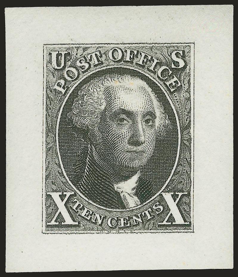 5c Orange Brown, 10c Black, Reproduction, Small Die Proofs (3P2-4P2).> 28 x 32mm, removed from original gray card backing, detailed impressions, Very Fine, only 85 sets were produced, with 1980 P.F.
certificates