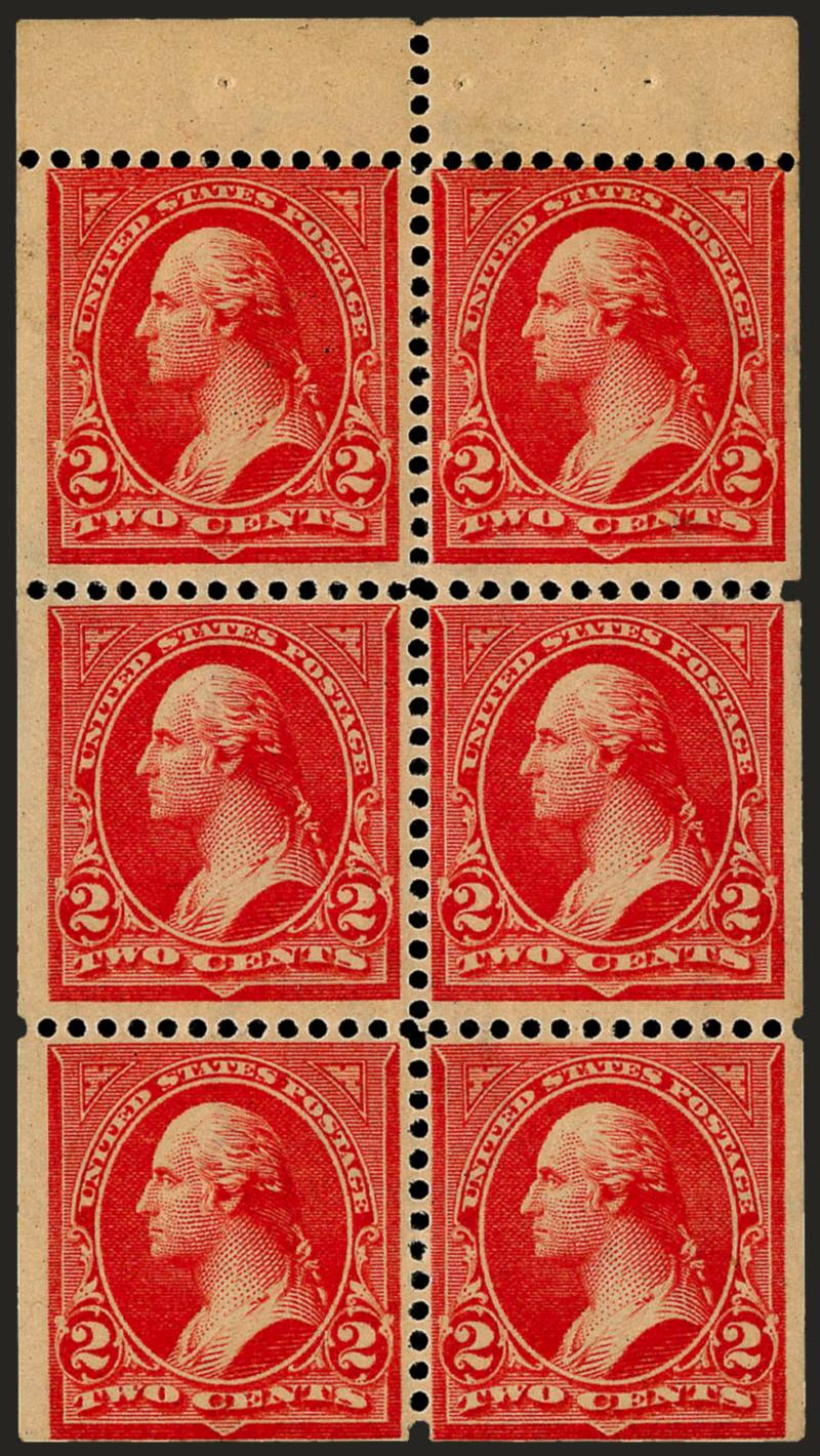 2c Orange Red, Red, Ty. IV, Booklet Panes of Six (279Bj, 279Bk).> Original gum, lightly hinged, bright colors which are distinctly different from one another, fresh and Very Fine, one with 1975 Armstrong
certificate
