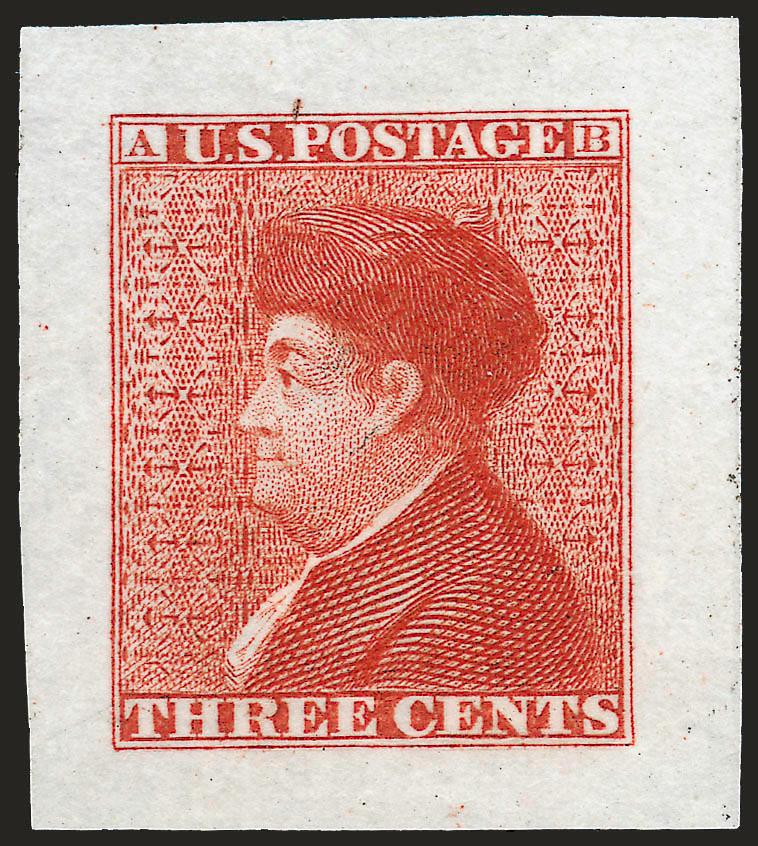Gavit & Co., 3c Scarlet, Die Essay on India (11-E3b).> 26 x 30mm, brilliant color, Very Fine and choice
