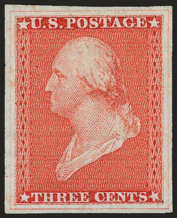 Draper, Welsh & Co., 3c Die Essay on India, Bond (11-E8a, 11-E8b).> Brown and Scarlet respectively, first with thin spot, otherwise Fine-Very Fine