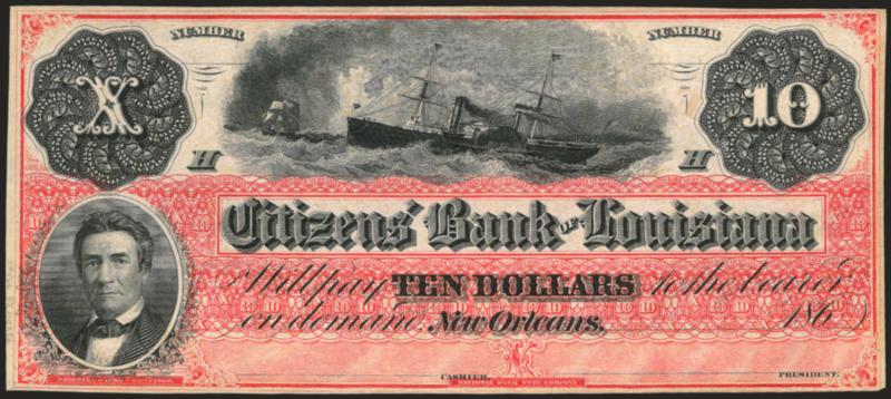 New Orleans-Related.> Seven items, incl. two covers bearing stamps of France inbound to New Orleans, illustration of The Demand for the Surrender of New Orleans, No. 65 on cover from Union-occupied New Orleans
to Mass., last two items are colorful