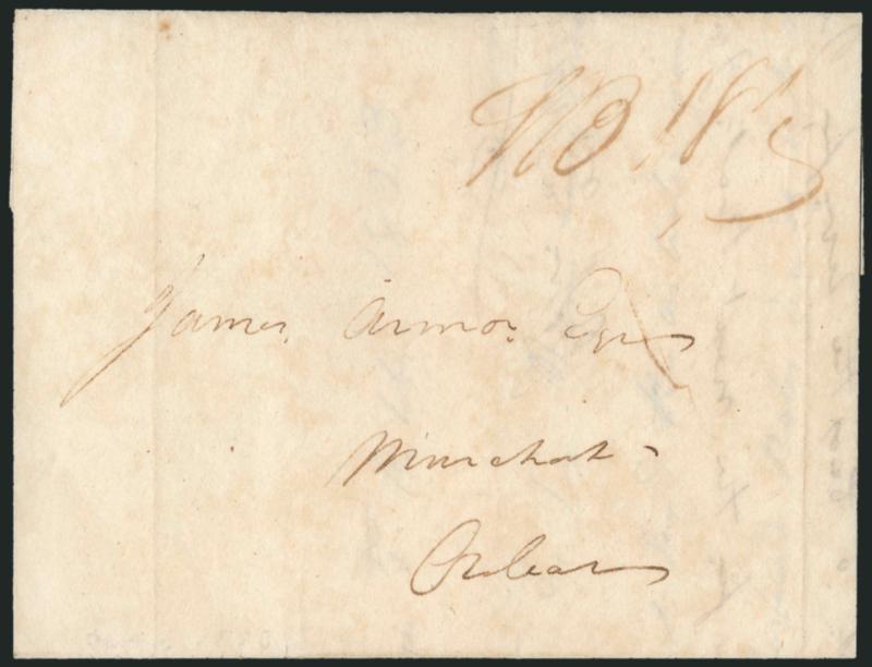 S B 18-12.> Ms. pmk. on folded letter datelined <<Point Coupee 1st Oct. 1823>> to New Orleans, gently cleaned, Very Fine early steamboat usage