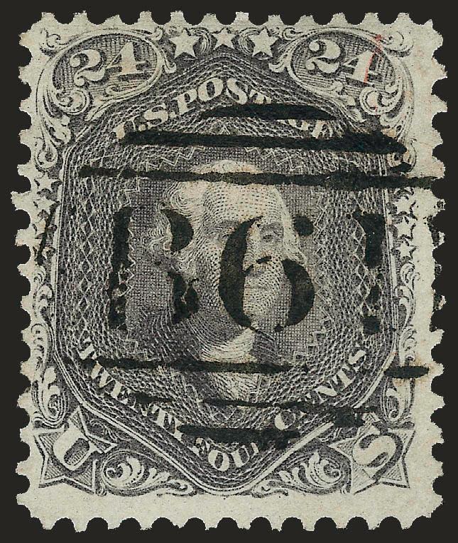 24c Lilac (78).> Cancelled solely by 61 in barred oval> handstamp, Very Fine strike