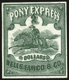 Wells, Fargo & Co., 10c-$4.00 Pony Express (143L4-143L5, 143L7-143L9).> Unused, Fine-Very Fine