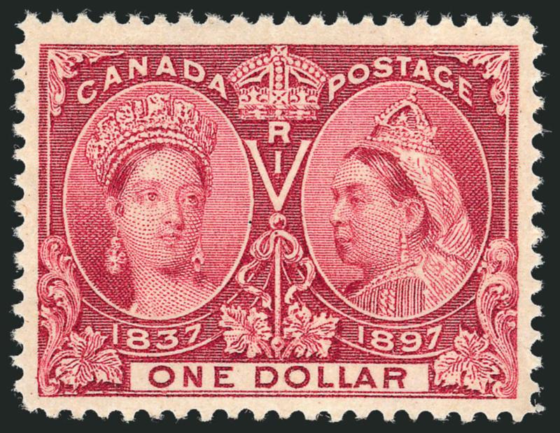 CANADA, 1897, $1.00 Jubilee (61).> Original gum, faintly hinged, attractive margins and bright color, natural gum creasewrinkle, Very Fine and choice appearance
