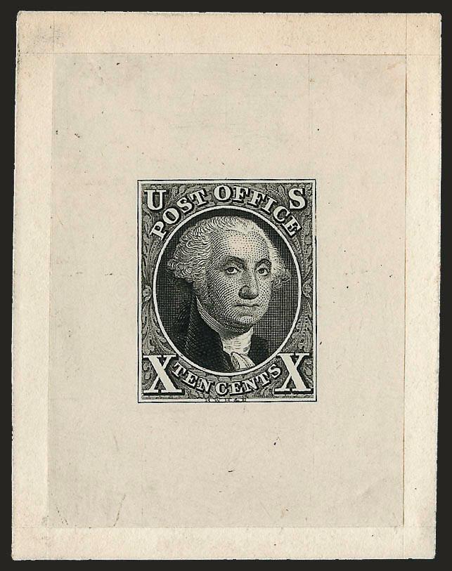 10c Black, Large Die Proof on India (2P1).> On 1-34 x 2-14 in. card, Very Fine