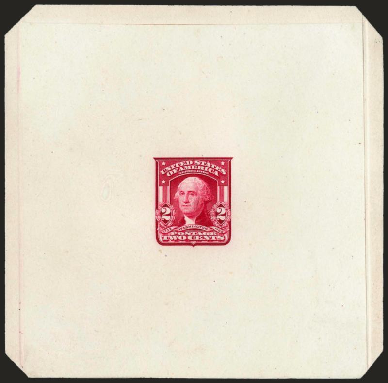 2c Carmine, Ty. I, Large Die Proof on India (319P1).> Die sunk on 3-58 x 3-58 in. card with truncate corners, wonderfully fresh, Very Fine