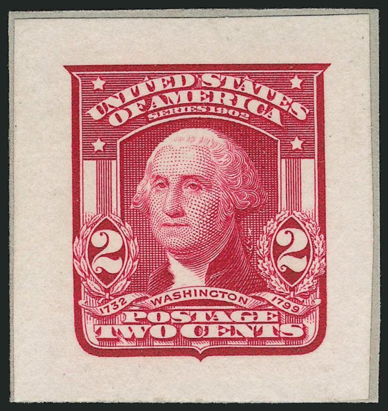 2c Dark Carmine, Ty. II, Small Die Proof (319P2).> On small gray card from a Roosevelt album, Extremely Fine, only 85 printed