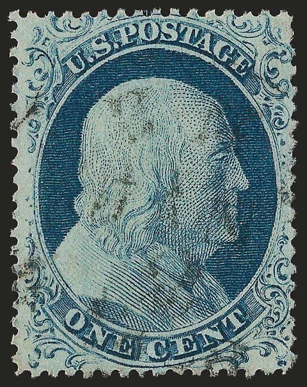 1c Blue, Ty. IV (23).> Plate 1L, exceptionally well-centered for this tightly-spaced issue, excellent color and impression, light circular datestamp, Very Fine and choice