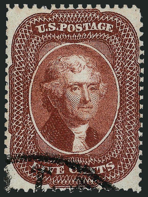 5c Red Brown (28).> Nicely centered with beautiful color, bold circular datestamp at bottom of stamp leaving virtually all of the design distraction free including the central vignette, Very Fine, with 2008
P.S.E. certificate