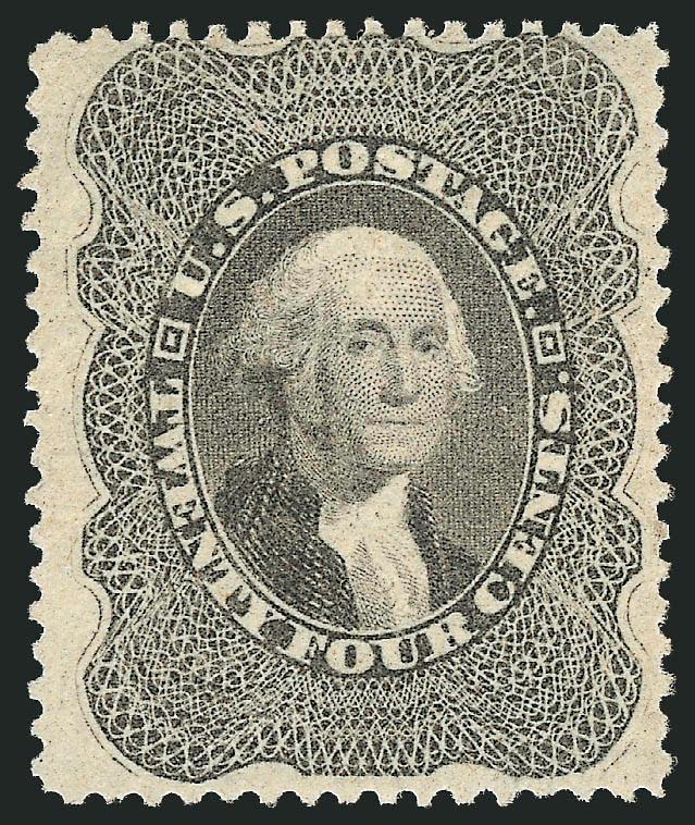 24c Gray Lilac (37).> Original gum, applied a little thicker at top causing a slightly darker gum area, attractively centered, Very Fine, with 2004 P.F. certificate