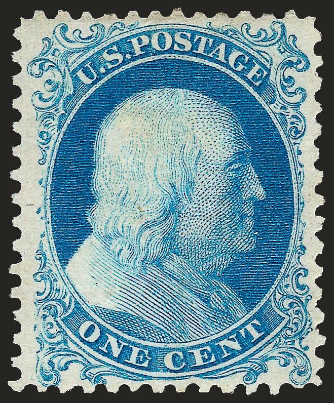 1c Bright Blue, Reprint (40).> Without gum as issued, well-centered, fresh color and clear impression, Very Fine, with 2008 P.F. certificate