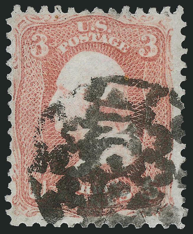 3c Rose (65).> Fine centering, bold <Albany N.Y. Negative Lincoln in Circular Field of Negative Stars fancy cancel,> great strike