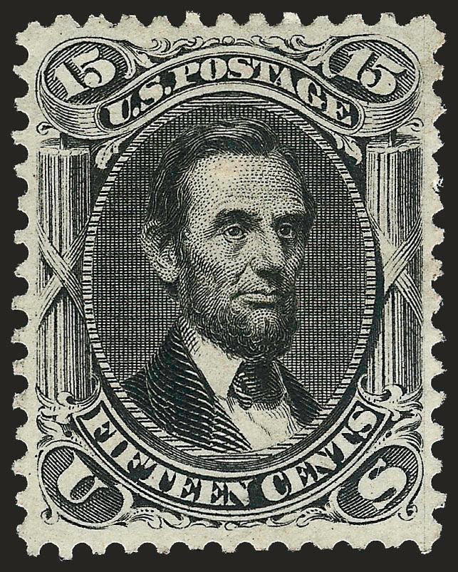 15c Black (77).> Unused (no gum), beautifully centered, intense shade and proof-like impression, Extremely Fine, with 2008 P.F. certificate (VF-XF 85 SMQ $1,950.00)