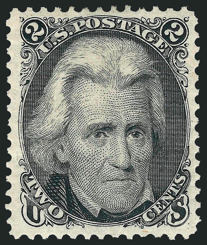 2c Black, Re-Issue (103).> Original gum, lovely wide margins and well-centered, sharp impression on crisp paper<><>^VERY FINE AND CHOICE. AN EXCEPTIONALLY ATTRACTIVE AND DESIRABLE EXAMPLE OF THE 1875 2-CENT
BLACK JACK RE-ISSUE.^<><>With 2006 P.F.
