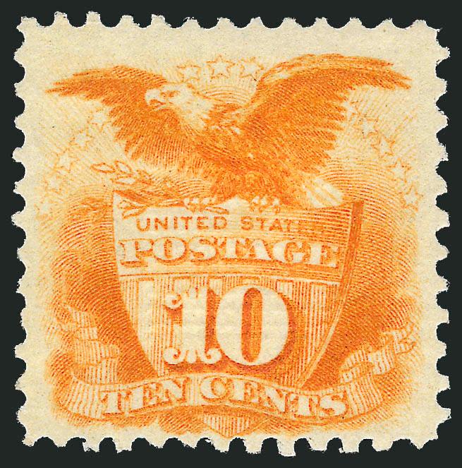 10c Yellow (116).> Original gum, lightly hinged, fresh and bright strong color, Fine, with 2008 P.S.E. certificate (OGph, Fine 70 SMQ $1,450.00)