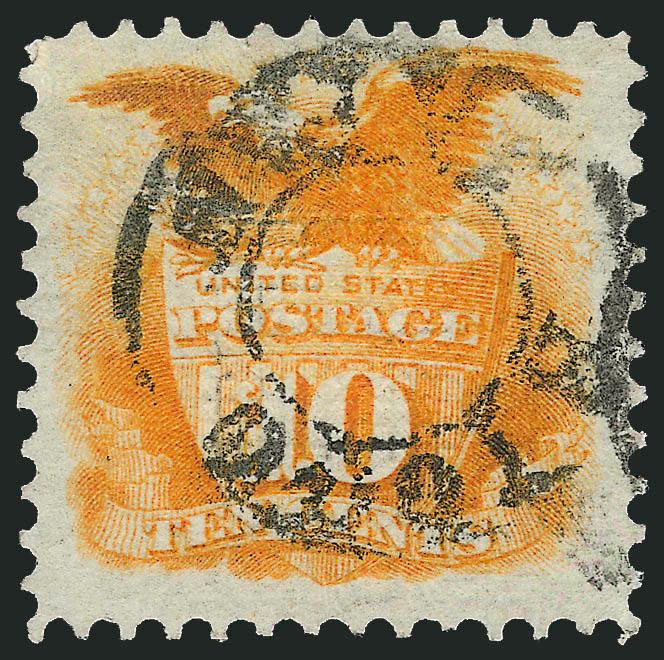10c Yellow (116).> Exceptionally well-centered, bright color remarkably clear <Hiogo Japan double-circle cancel>, Very Fine, with 2004 P.F. certificate
