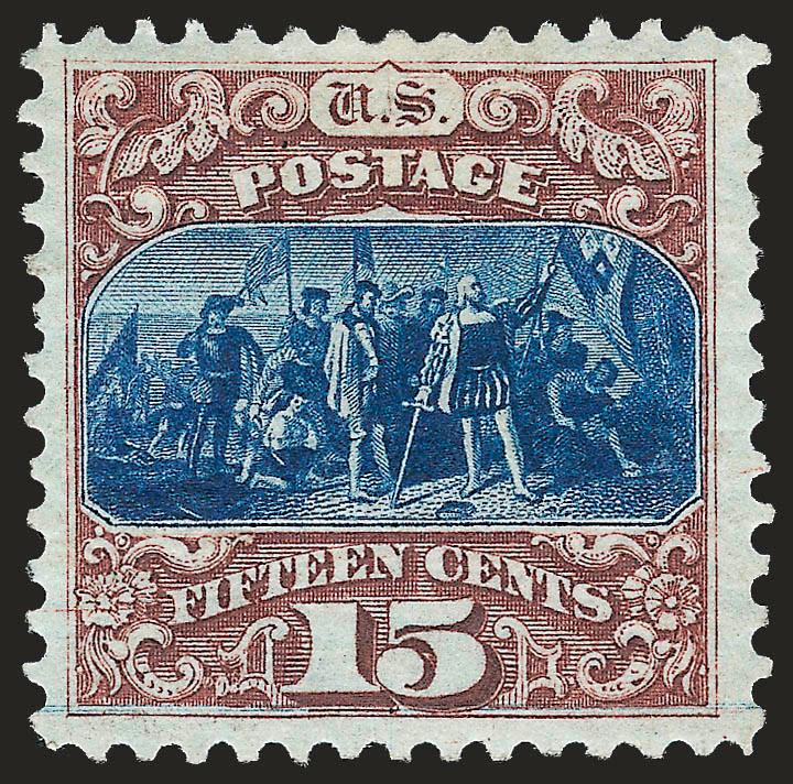 15c Brown & Blue, Re-Issue (129).> Original gum, lightly hinged, choice margins and deep rich colors, lovely impression, Very Fine, with 2008 P.S.E. certificate