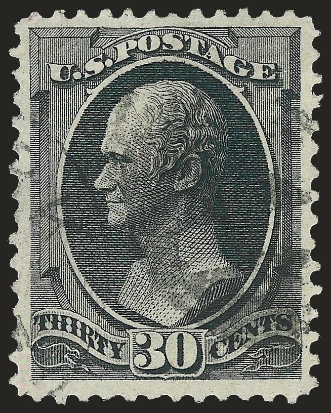 30c Black (154).> Uncommonly wide margins and very well-centered, New York duplex circular datestamp, Very Fine and choice, quite attractive, with 2008 P.F. certificate (VF-XF 85 SMQ $430.00)