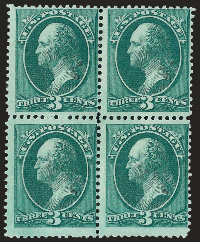 3c Green, With Grill (158e).> Block of four, original gum, Fine, difficult to find in multiples, Scott Retail as four singles