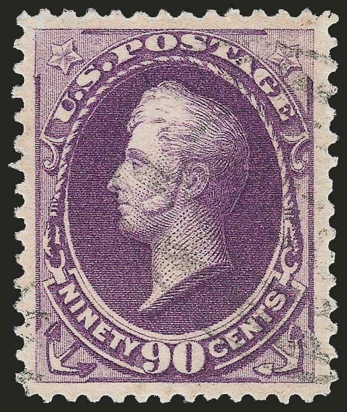 90c Purple (218).> Uncommonly wide margins and excellent centering, deep rich color and very light double oval cancel, Extremely Fine, with 2008 P.S.E. certificate (XF 90 SMQ $680.00)