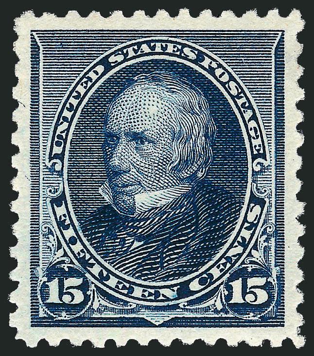 15c Indigo (227).> Original gum, barest trace of what may be hinging, deep rich color on bright paper, enormous margins and unusually choice centering<><>^EXTREMELY FINE GEM. THIS GORGEOUS STAMP HAS BEEN
AWARDED THE GRADE OF SUPERB 98 BY P.S.E.^<>