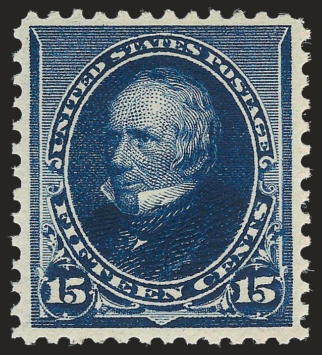 15c Indigo (227).> Original gum, lightly hinged, attractively centered, magnificent intense color on bright paper, Extremely Fine, with 1997 and 2006 P.F. certificates (XF 90 SMQ $610.00)