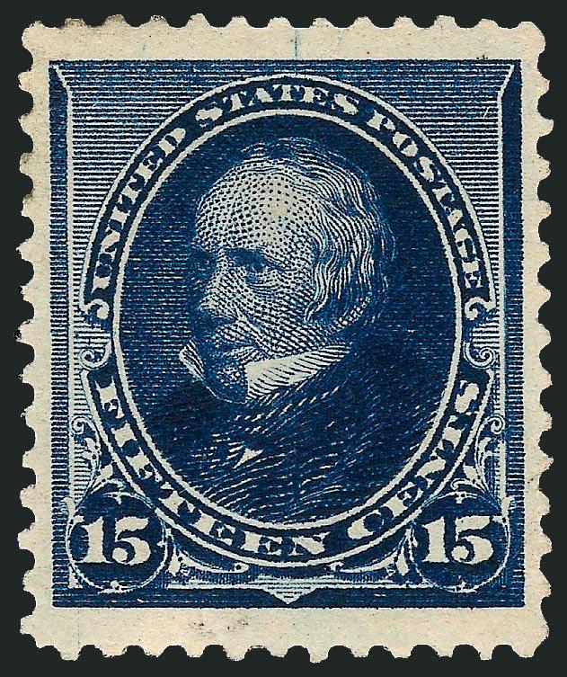 15c Indigo (227).> Original gum, small gum disturbance from hinge removal, uncommonly wide margins of near Jumbo proportions, especially top and bottom, intense color on bright paper, outstanding centering,
Extremely Fine, with 1995 P.F. certificate