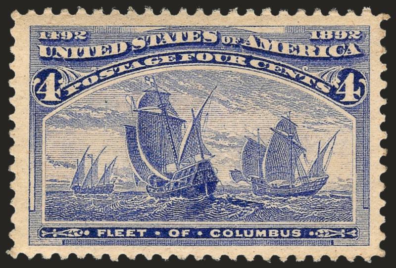 4c Columbian (233).> Mint N.H., large Jumbo margins and exceptionally well-centered in addition, lovely pastel color, Extremely Fine, with 2008 P.S.E. certificate (XF 90 Jumbo SMQ $660.00 as 90, $2,200.00 as
95)