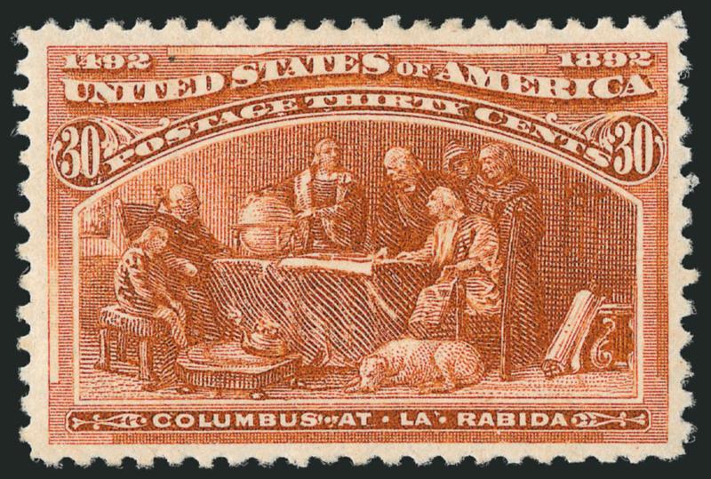 30c Columbian (239).> Original gum, lightly hinged, almost perfectly centered, bright color and crisp impression, Very Fine and choice
