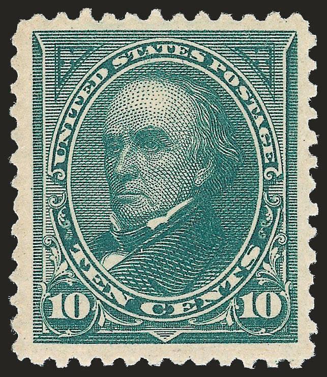 10c Dark Green (258).> Mint N.H., uncommonly wide Jumbo margins, very pretty color on crisp white paper<><>^VERY FINE AND CHOICE. 10-CENT 1894 BUREAU ISSUE STAMPS ARE SELDOM FOUND WITH JUMBO MARGINS, ESPECIALLY
IN MINT NEVER-HINGED POST OFFICE COND
