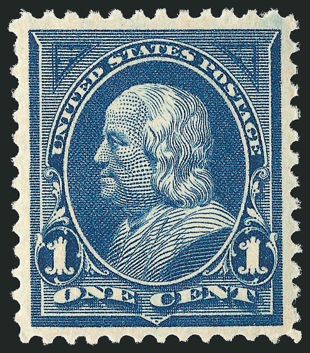 1c Blue (264).> Mint N.H., beautiful balanced margins, strong color with clean impression, Extremely Fine Gem, with 2008 P.S.E. certificate (XF-Superb 95 SMQ $340.00)