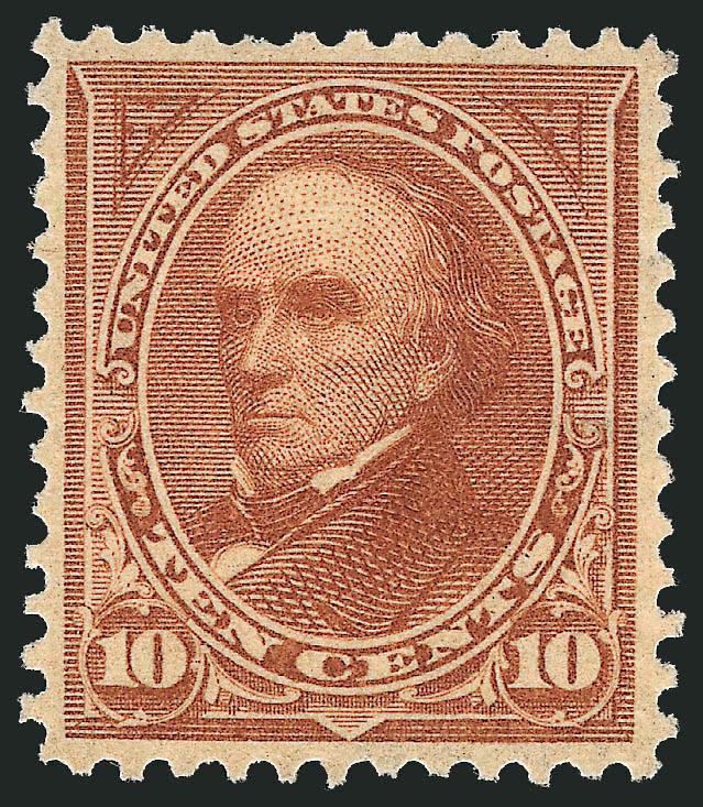 10c Orange Brown, Ty. II (283).> Original gum, barely hinged, excellent color, Very Fine and choice, with 2008 P.S.E. certificate (OGph, VF-XF 85 SMQ $225.00)