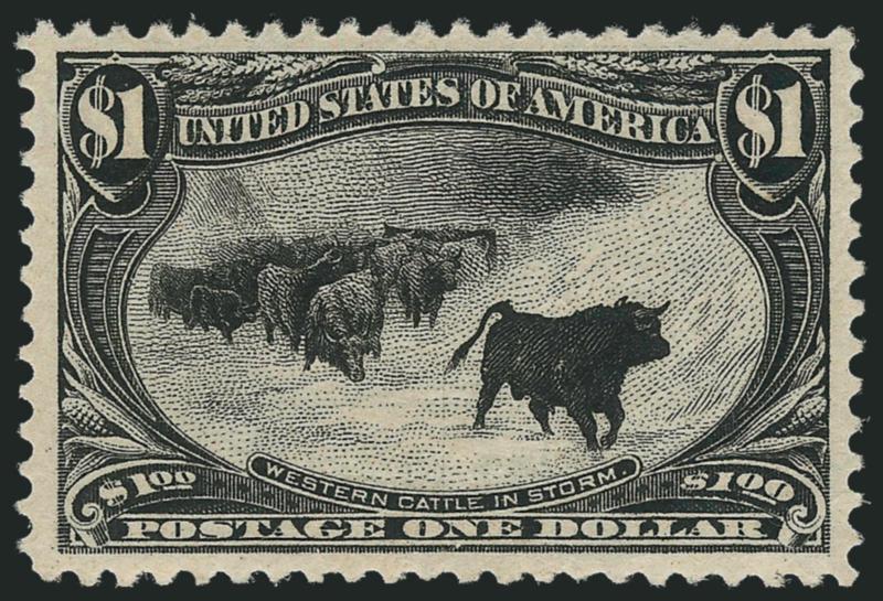 $1.00 Trans-Mississippi (292).> Original gum, lightly hinged, attractive margins and exceptional centering, fresh and crisp, Very Fine and choice, with 1999 P.F. certificate