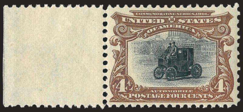 4c Pan-American (296).> Mint N.H. with left selvage, beautifully centered, rich dark brown frame color, Extremely Fine, with 2006 P.F. certificate (XF 90 SMQ $470.00)
