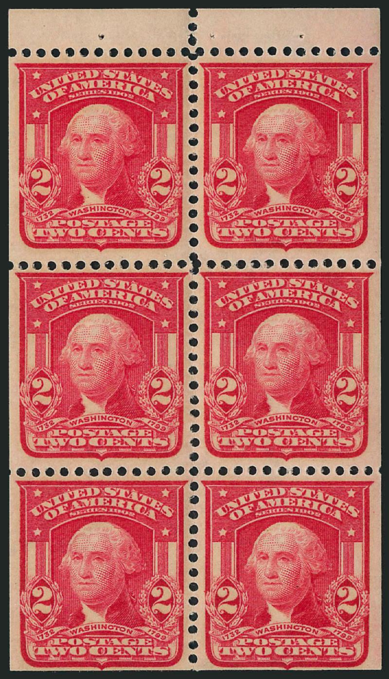 2c Carmine, Ty. I, Booklet Pane of Six (319g).> Mint N.H., Fine-Very Fine, with 2006 P.F. certificate
