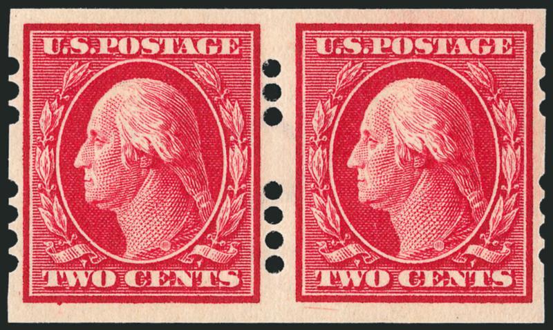 2c Carmine, Farwell 3B4 Perforations, 3mm Spacing (384).> Pair, lightly hinged, Very Fine and scarce, signed Belasco and with 2005 P.F. certificate