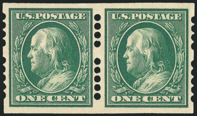 1c Green, Farwell 4A5 Perforations, 2.7mm Spacing (383).> Pair, lightly hinged, Very Fine, an outstanding pair of this scarce Farwell perf, with 1999 P.F. certificate